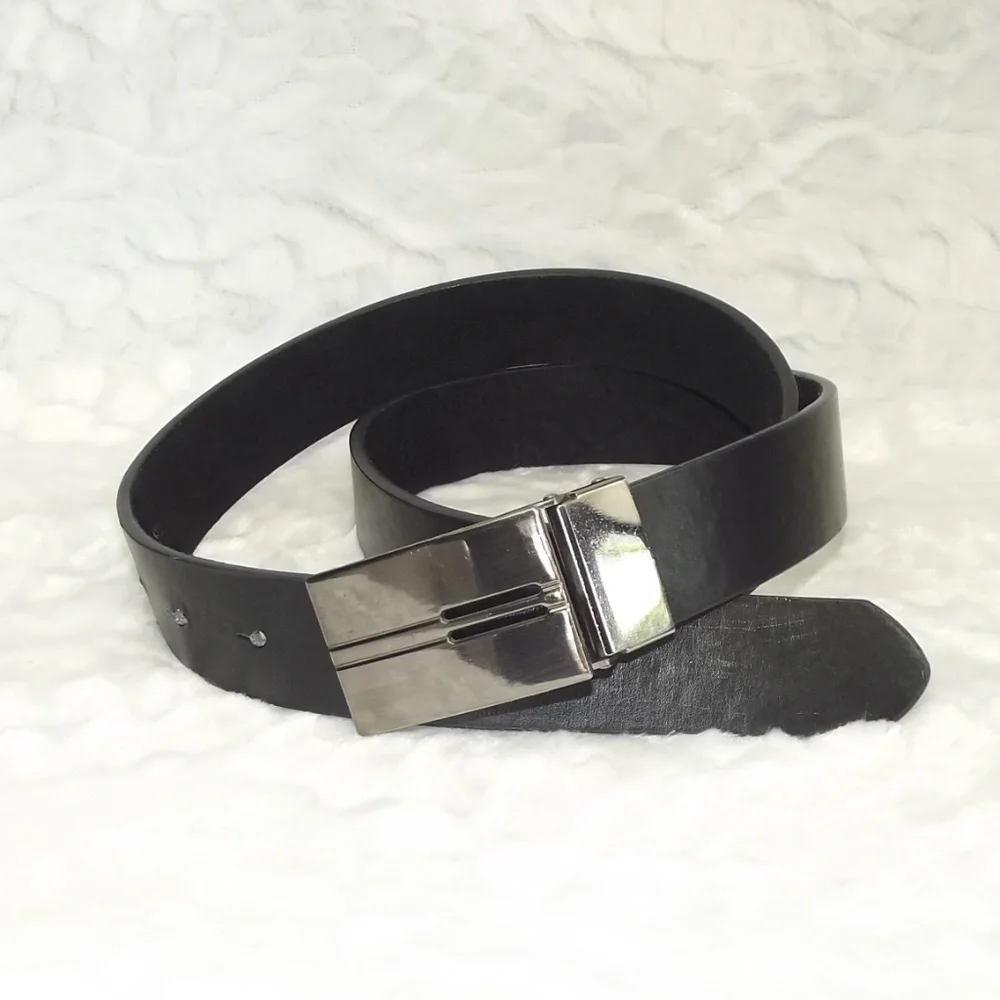 🍃Men's Black Leather Belt Adjustable 38" - Picture 2 of 6